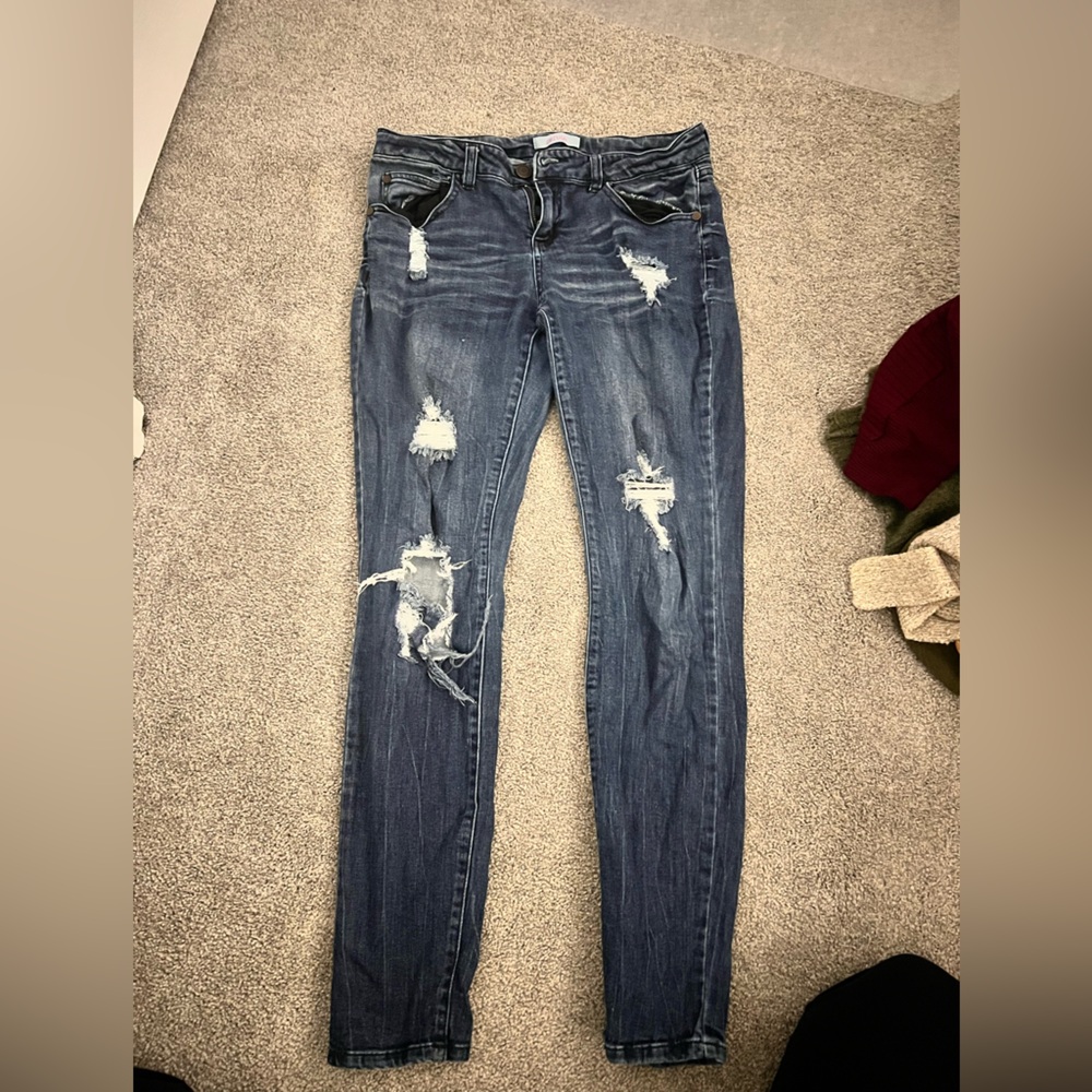 Refuge Distressed Blue Skinny Jeans